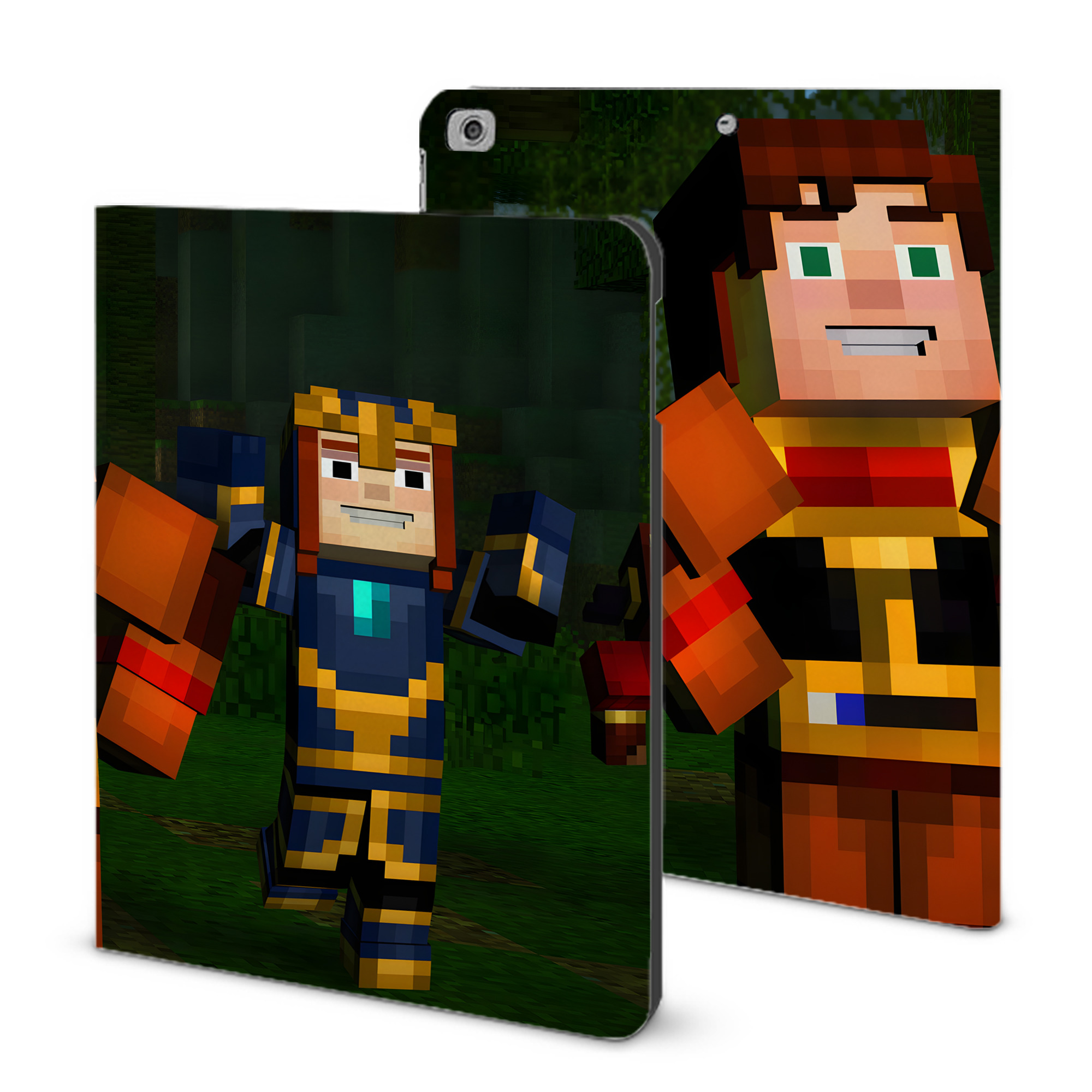（画像用） マインクラフト ブロックの世界 Minecraft MC Block world IPad ケース ブック型 PUレザー TPU 耐衝撃 軽量 薄型 ペン収納なし 全面保護 IPad 各モデル対応